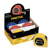 Flexómetro 8 m cinta 25 mm, en display box, PRETUL