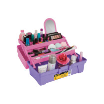 Caja cosmetiquera 14", doble bandeja, rosa, PRETUL