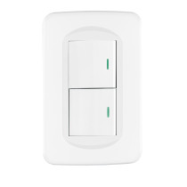 Placa armada 2 interruptores 1.5 módulos, Toledo, BASIC