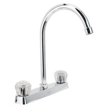 Mezcladora 8" fregadero cromo, cuello curvo, acrílico, BASIC