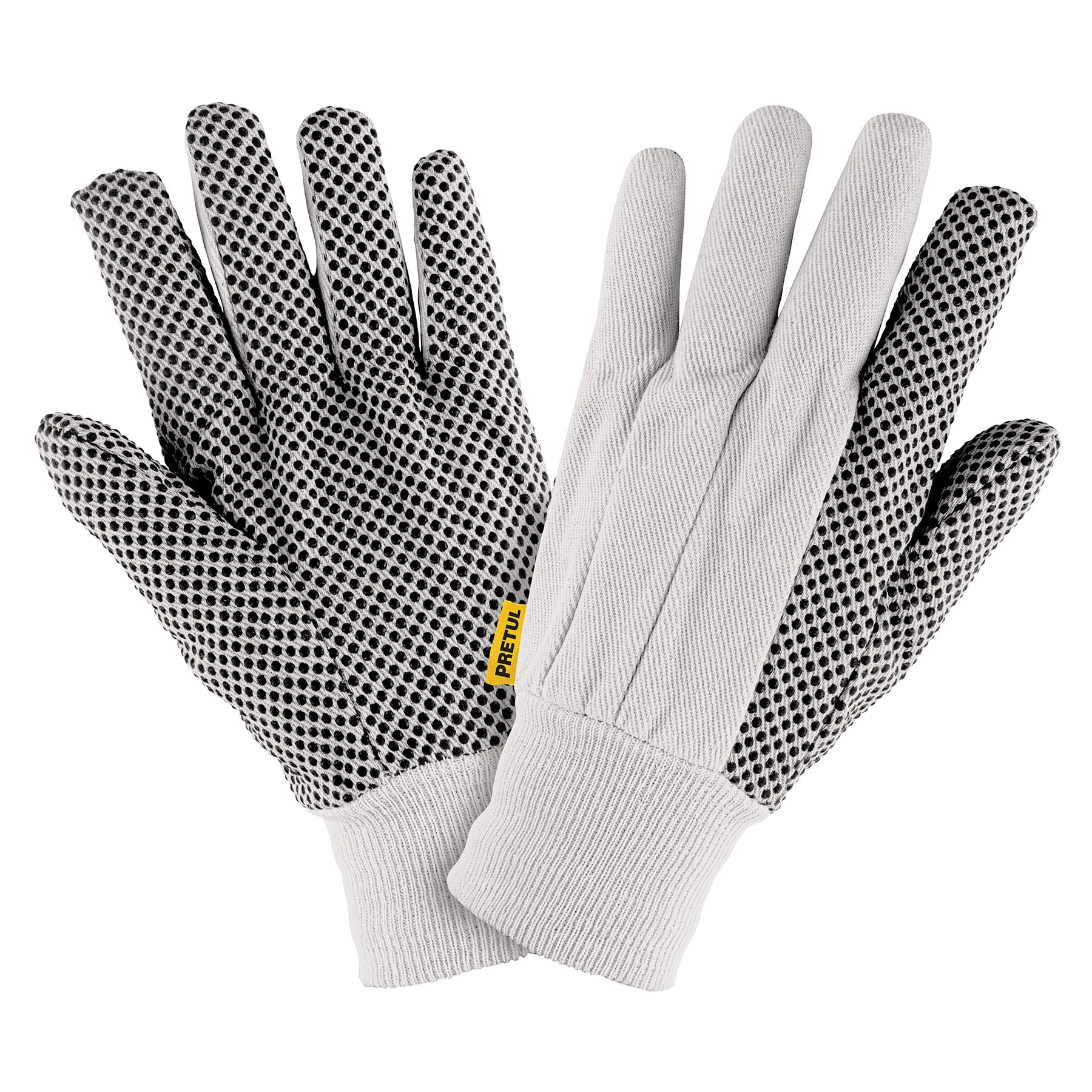 Guantes de algodón con puntos PVC en palma, unitalla, PRETUL