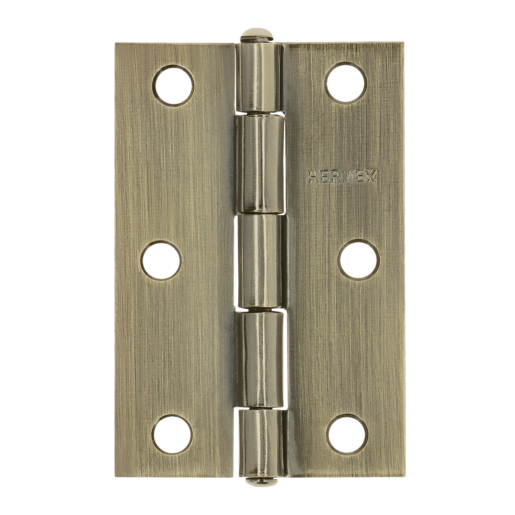Bisagra rectangular 3" latón antiguo, HERMEX