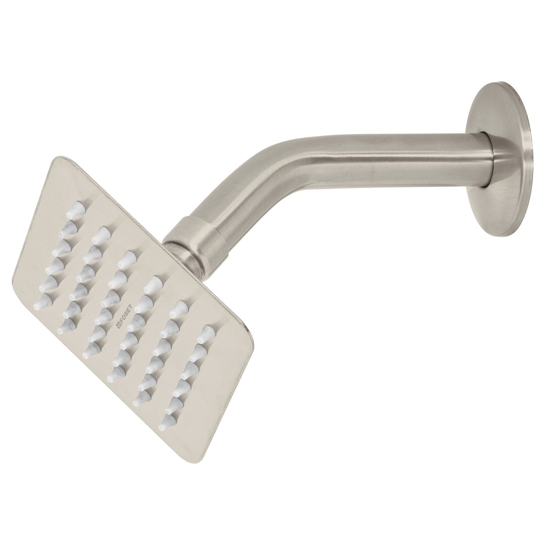 Regadera cuadrada 4", acero inox, con brazo, satín, TÚBIG