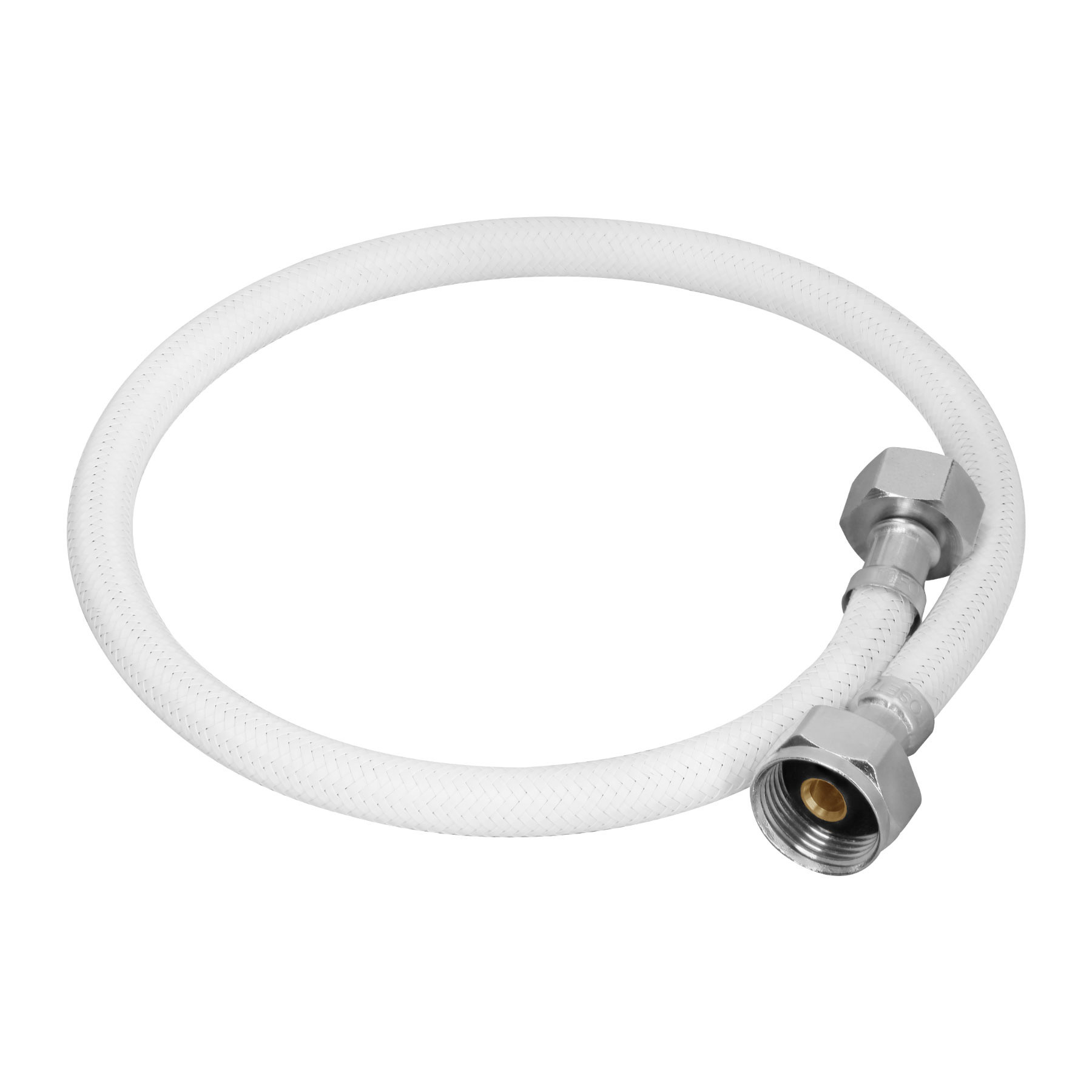 Manguera p/WC, vinilo blanco, 1/2" x 7/8", 60 cm