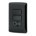 Placa armada contacto 2 interruptores, negro, Línea Italiana