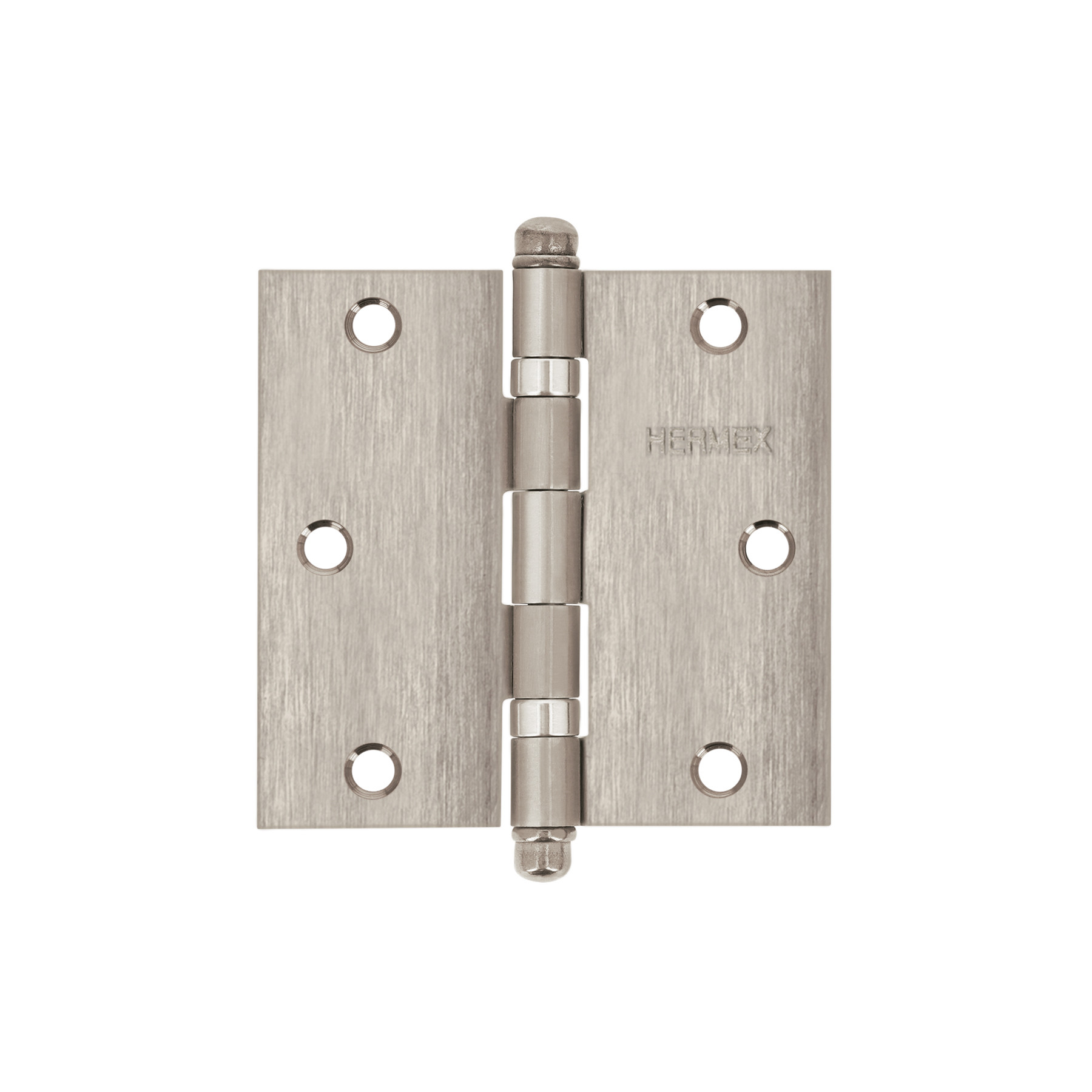 Bisagra cuadrada 3-1/2" acero inox, cabeza redonda, HERMEX