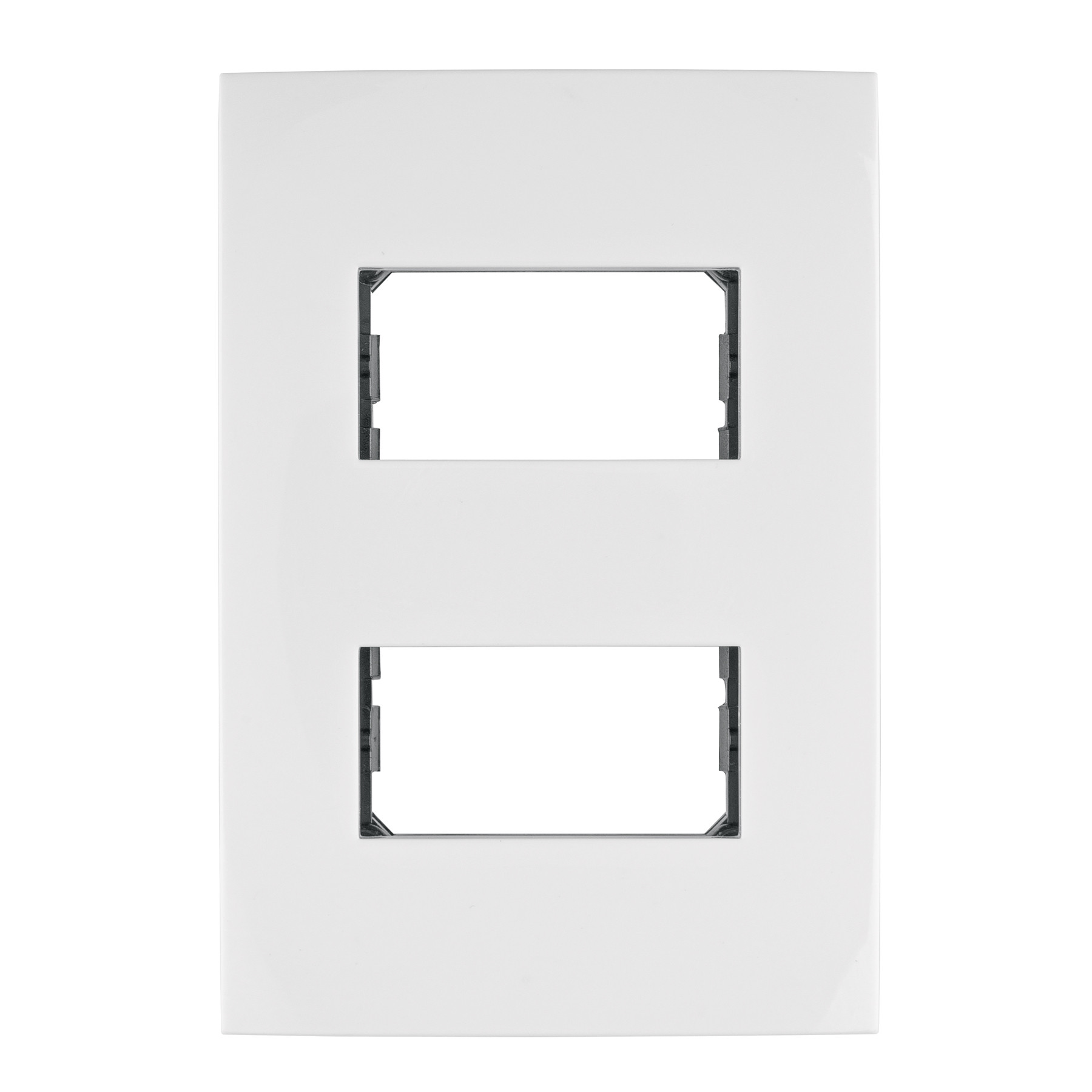 Placa 2 módulos de ABS, línea Oslo, color blanco, VOLTECK