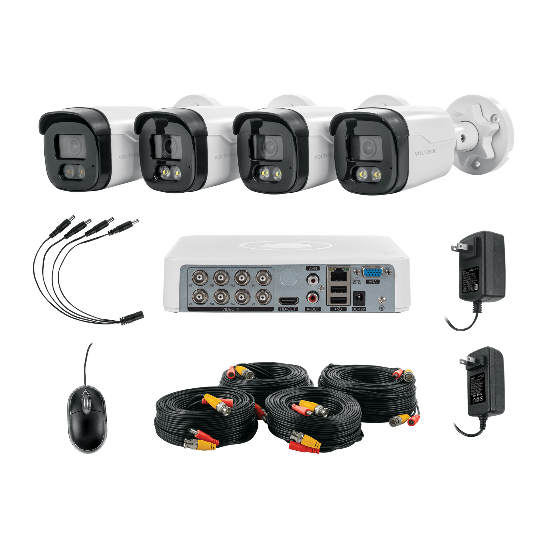 Kit video vigilancia, 8 canales, 4 cámaras, 5MP, Disco 1TB