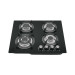 Parrilla gas empotrable 60cm, 4 quem, vidrio negro, RIVIERA