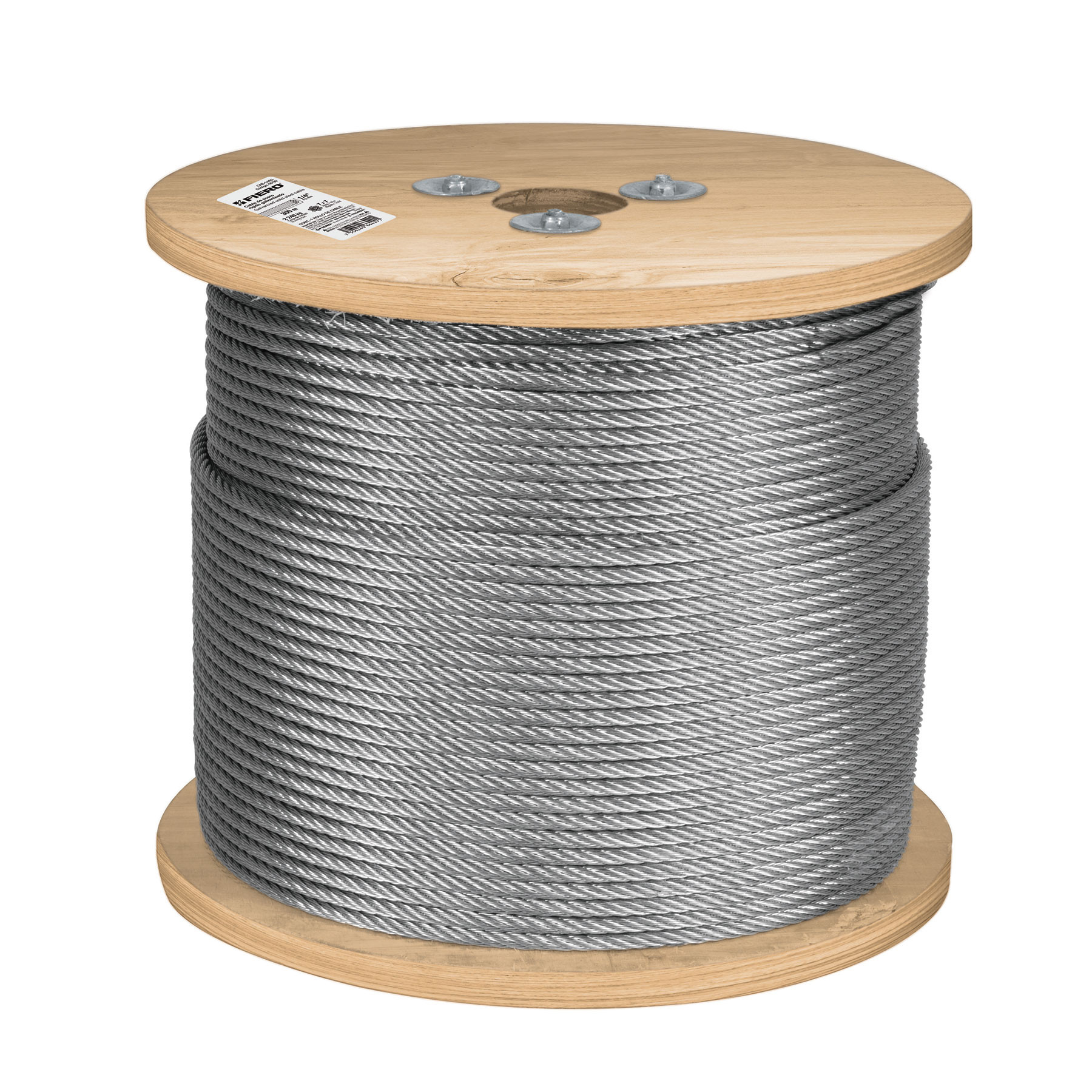 Metro de cable rígido 1/4" de acero 7x7 hilos, 300 m, FIERO