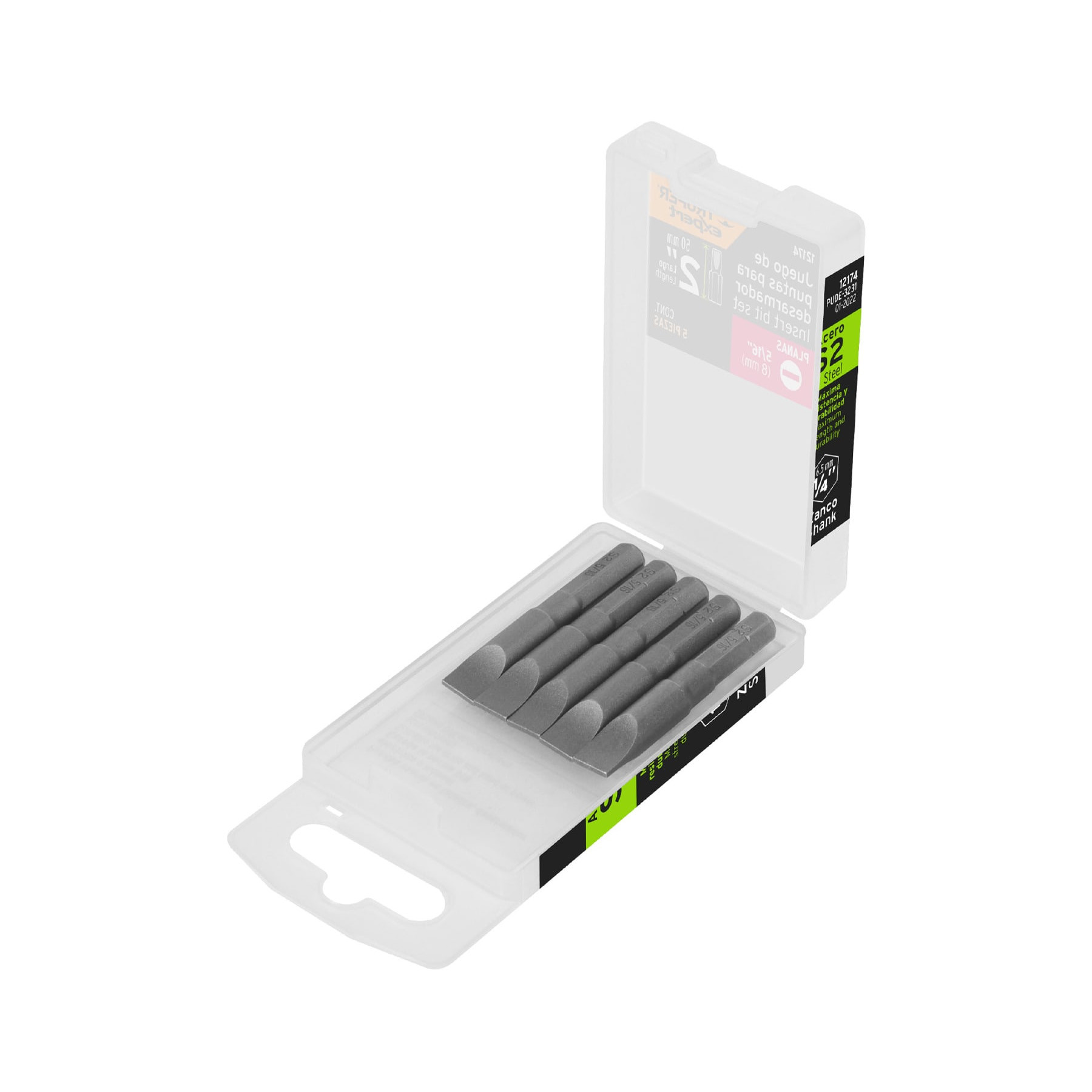 Estuche con 5 puntas planas de 5/16" largo 2", TRUPER EXPERT