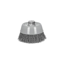 Carda copa 5" alambre ondulado grueso, Multi-rosca, Truper