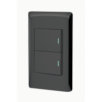 Placa armada negra 1 interruptor y 1 de 3vías 1.5mód,Lisboa