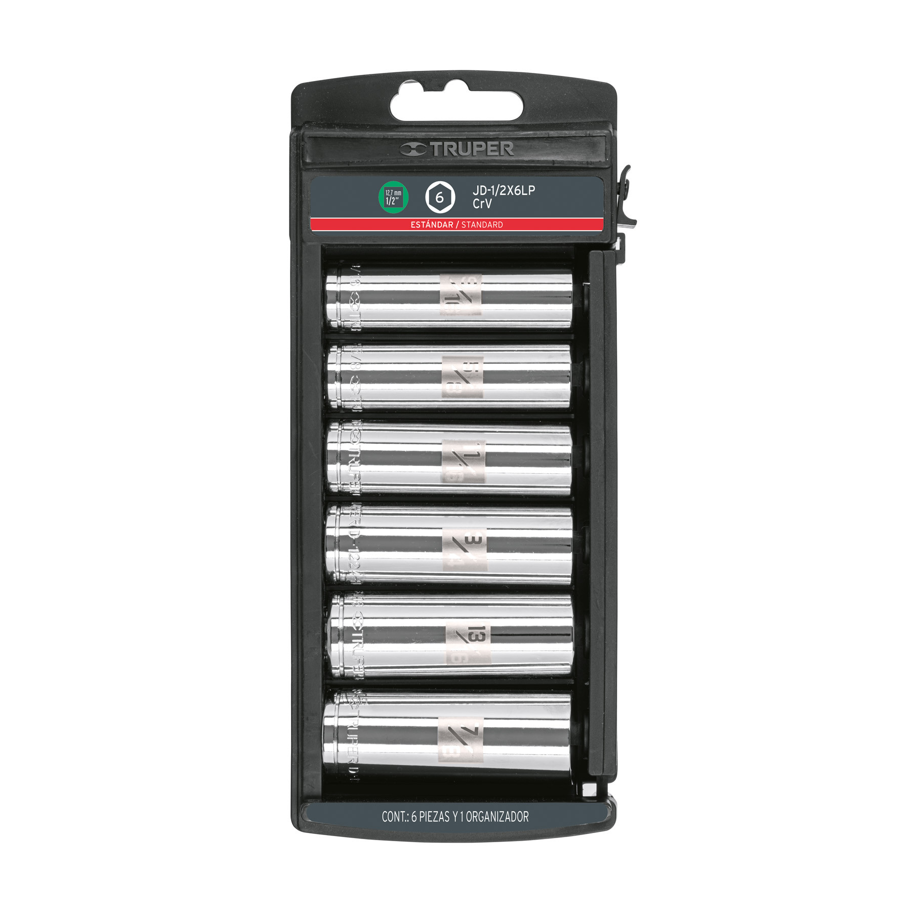 Juego 6 dados largos cuadro 1/2" std, TRUPER