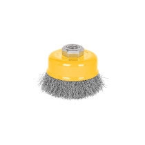 Carda copa 3" alambre ondulado fino, eje 5/8"-11, Pretul