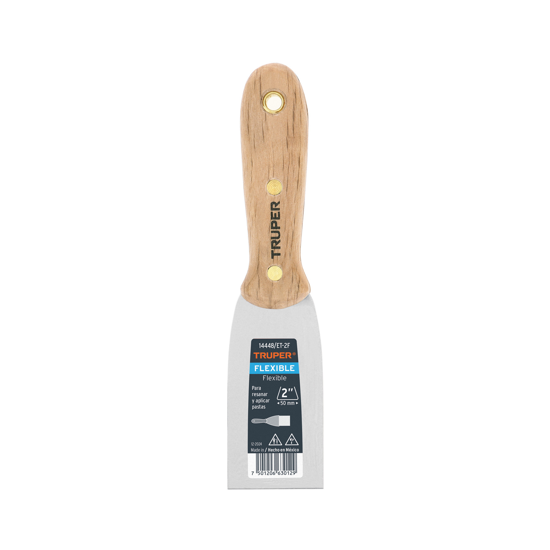 Espátula flexible 2" con mango de madera, TRUPER