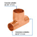Tee reducida de cobre 1/2" x 1/2" x 3/4", FOSET
