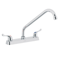 Mezcladora 8" fregadero cromo, cuello largo, palanca, BASIC