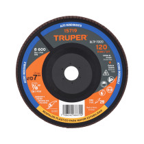 Disco laminado 7" grano 120 centro 7/8", plástico, TRUPER