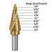 Broca escalonada titanio 9 escalones 1/4" a 3/4", EXPERT