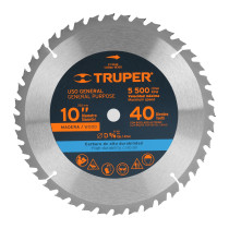 Disco sierra 10" para madera, 40 dientes centro 5/8", TRUPER