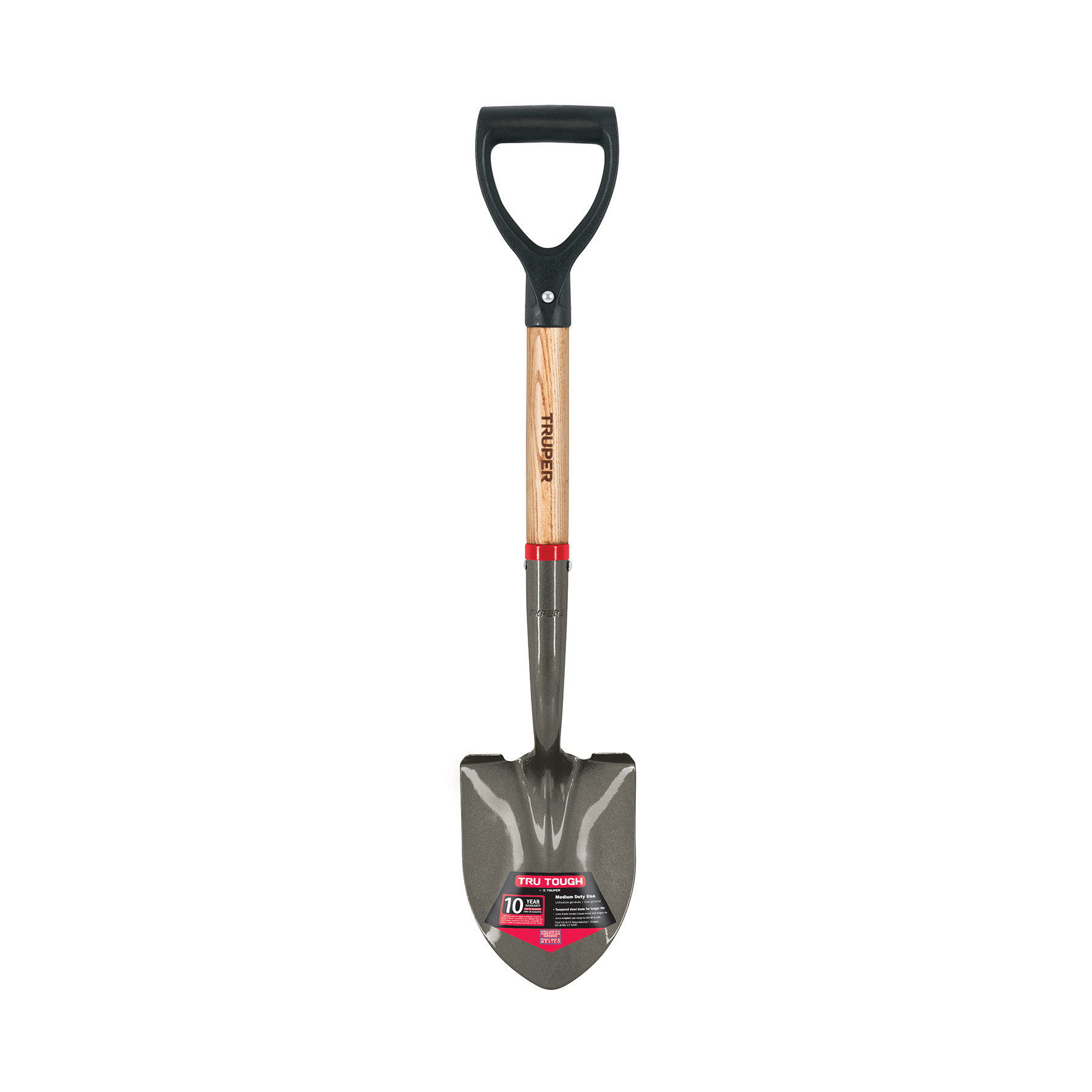 Pala cajuelera redonda, puño "D" mango de madera, TRUPER