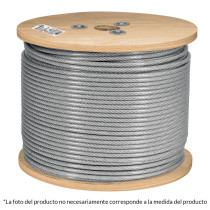 Metro de cable rígido 1/8" acero 7x7 recubierto PVC, 300 m
