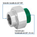 Tuerca unión PPR, mixta inserto metálico, 3/4", FOSET