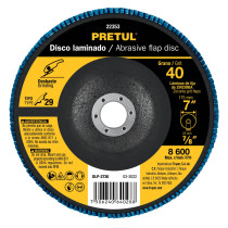 Disco laminado 7", grano 40 centro 7/8", fibra, PRETUL