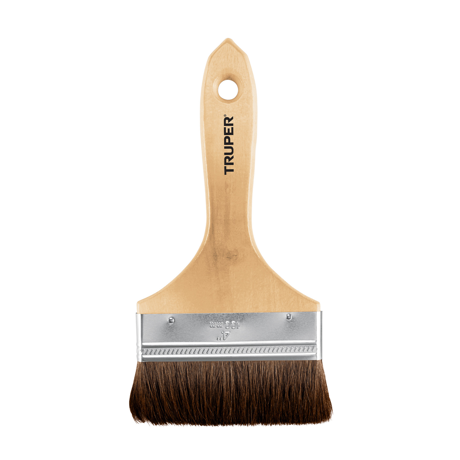Brocha pelo de camello de 4" con mango de madera, TRUPER
