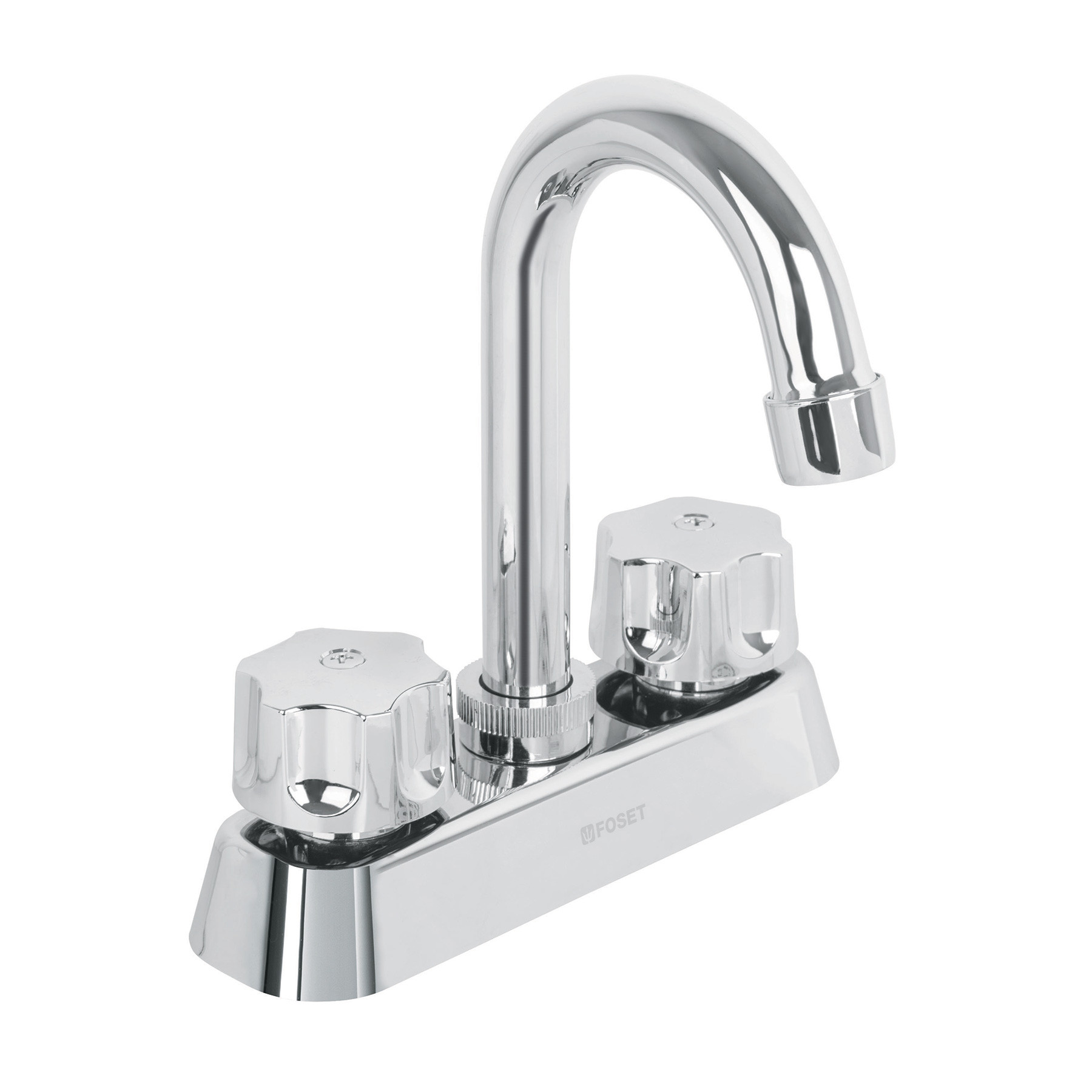 Mezcladora 4" lavabo, ABS, cuello bar, hexagonal, BASIC