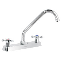 Mezcladora 8" fregadero cromo, cuello largo, cruceta, BASIC