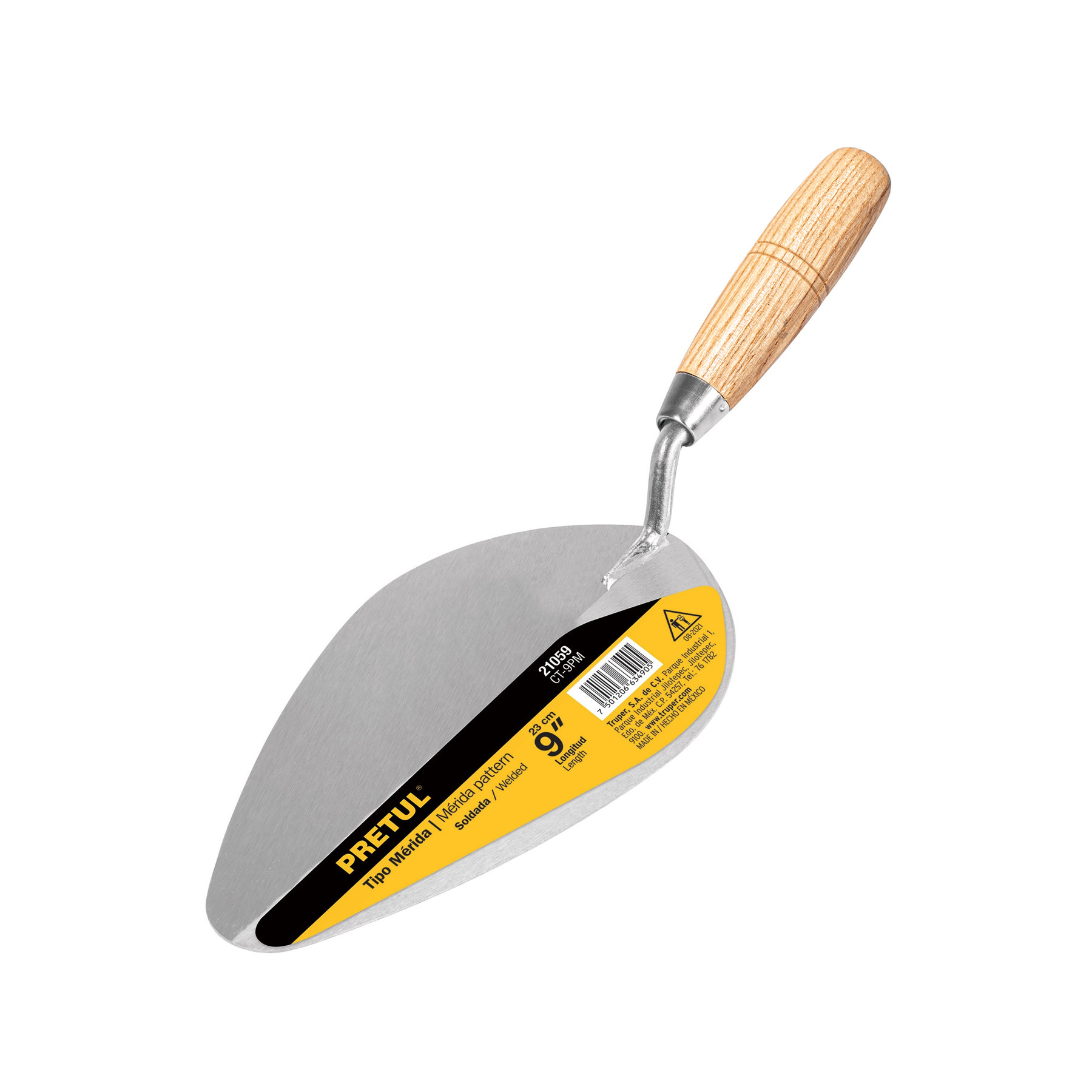 Cuchara para albañil 9" tipo Mérida, PRETUL