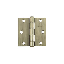 Bisagra cuadrada 3-1/2", latón antiguo, cabeza plana, HERMEX