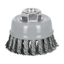 Carda copa 3" alambre trenzado grueso, Multi-rosca, TRUPER