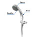 Regadera de teléfono 3-1/4", 5 funciones, con soporte, AQUA