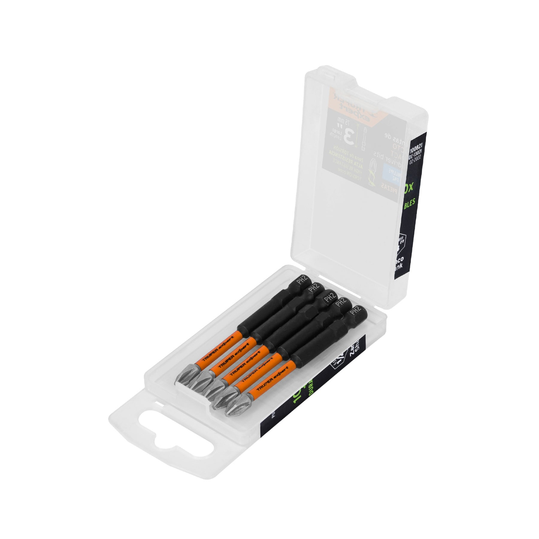 Estuche con 5 puntas de cruz PH2 de impacto largo 3", EXPERT