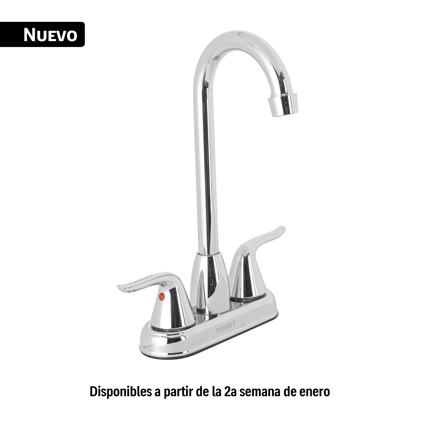 Mezcladora lavabo 4" cromo, tipo bar, palanca, FOSET AERO