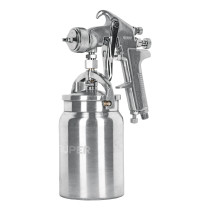 Pistola p/pintar succión HVHP vaso alum, 1.8mm, 3 vál TRUPER