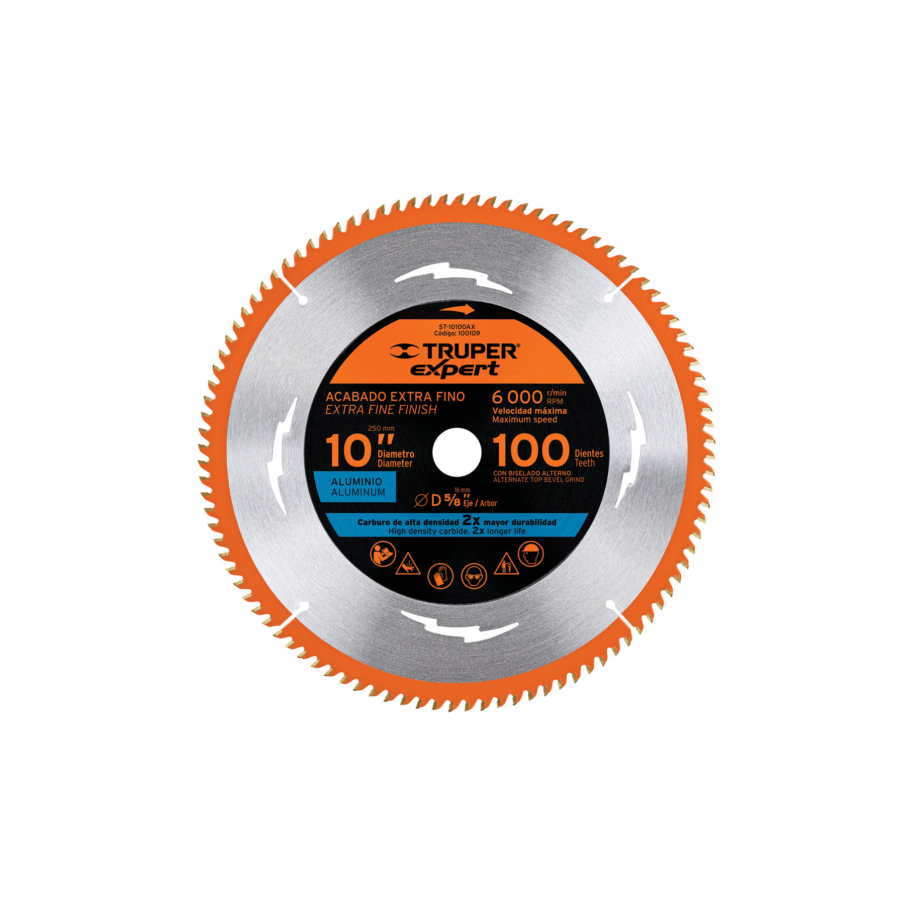 Disco sierra 10" p/aluminio, 100 dientes centro 5/8", EXPERT