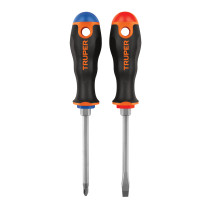 Dúo de desarmadores 1/4" x 4" mango Comfort Grip, TRUPER