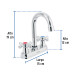 Mezcladora 4" para lavabo, cuello bar, manerales cruceta
