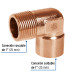 Codo 90° de cobre, rosca exterior 1", FOSET