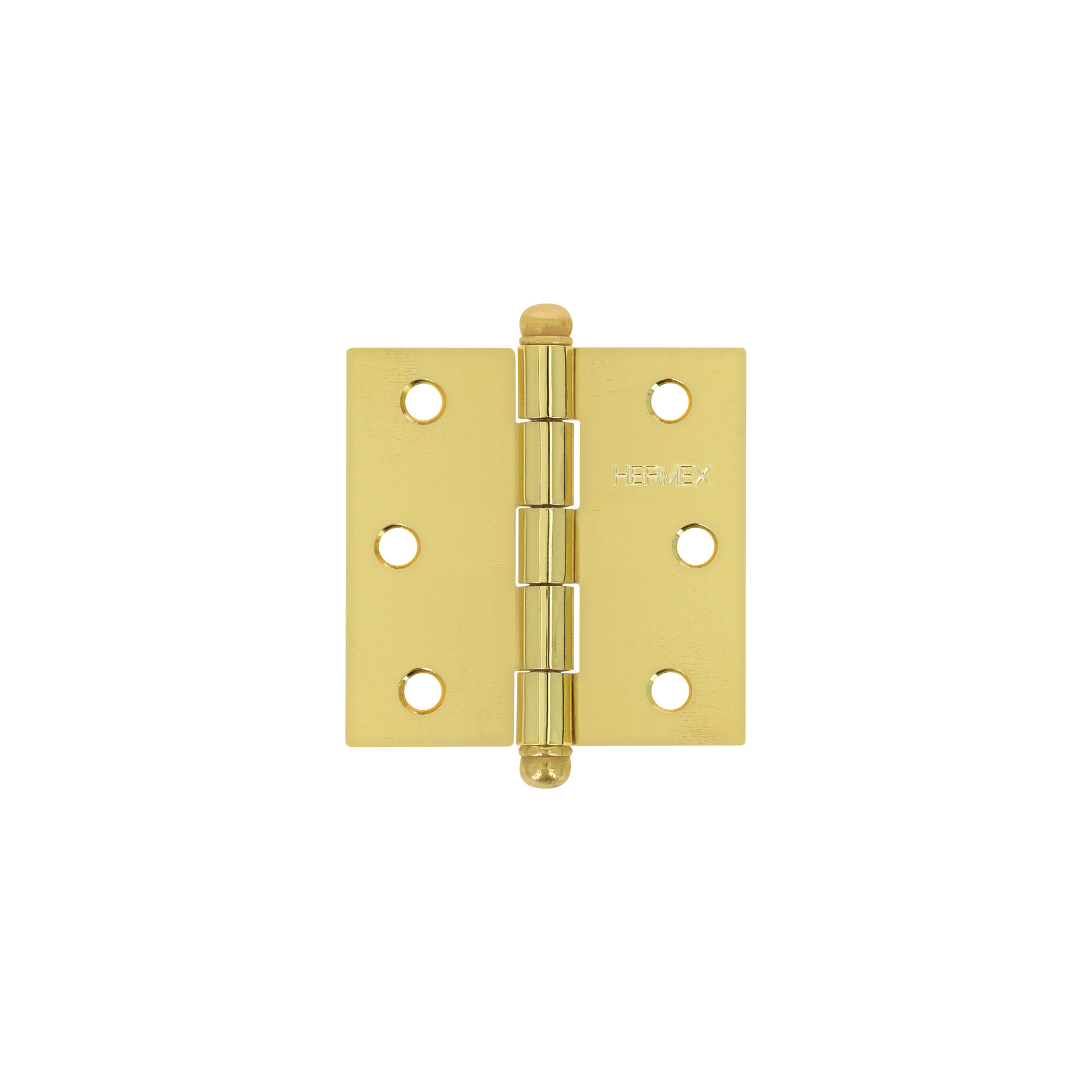 Bisagra cuadrada 2-1/2", latonado, cabeza redonda, HERMEX