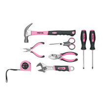 Juego de herramientas básicas, color rosa, 8 piezas, PRETUL