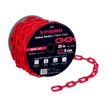 Metro de cadena de 8 mm de plástico roja, carrete de 25 m