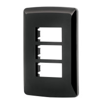 Placa de 3 módulos, negra, Línea Italiana, VOLTECK