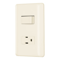 Placa armada interruptor y contacto, marfil, VOLTECK