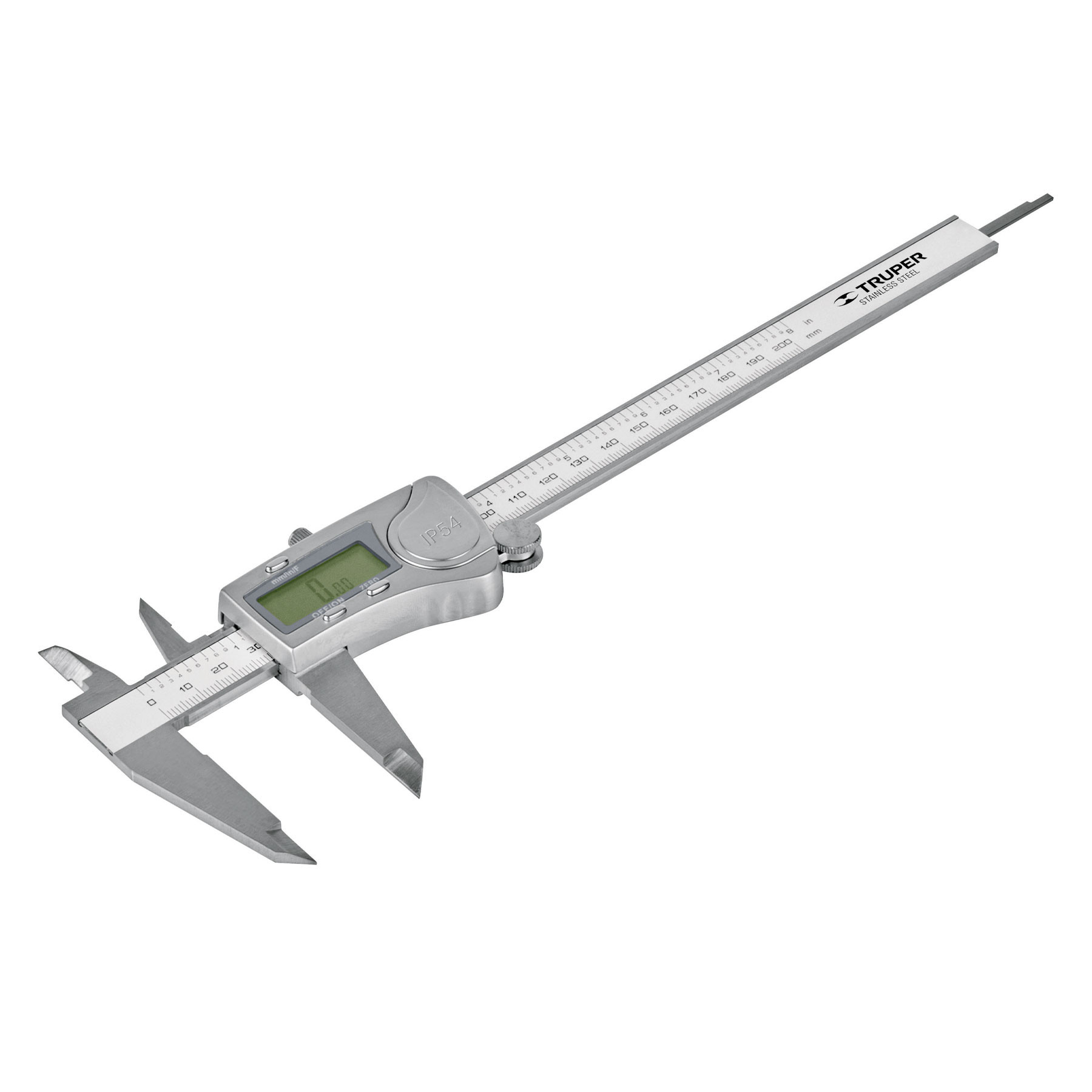 Calibrador vernier digital 6", acero inox, std y mm, TRUPER