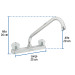 Mezcladora 8" fregadero cromo, cuello largo, acrílico, BASIC